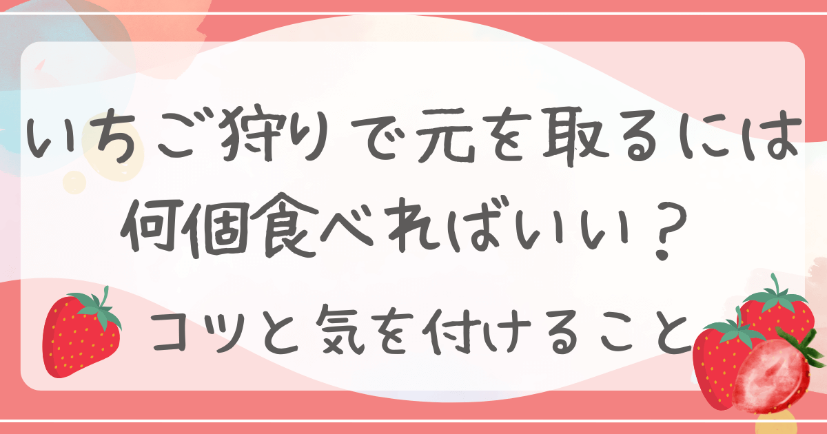いちご狩りで元を取るには何個食べればいい？コツと気を付けること